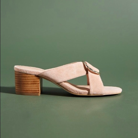 NIB ANTHROPOLOGIE JESSIE HEELED DUSTY PINK SANDALS - Picture 1 of 4